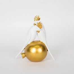 Διακοσμητικοί Παπαγάλοι Polyresin Χρυσοί-Λευκοί 15x8x17εκ. ESTHETI 752-11587