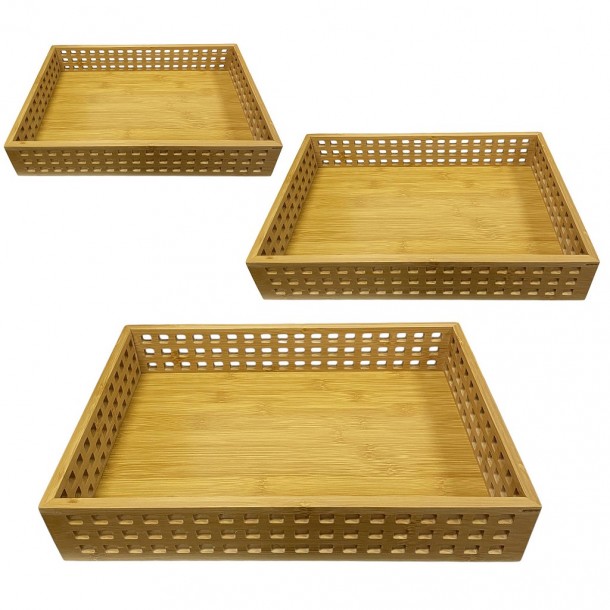 Δίσκος Σερβιρίσματος Σετ 3τμχ Bamboo Natural ESPIEL 46x33x7εκ.-40x28x7εκ.-37x25x7εκ. DWMA1001