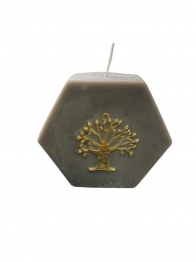 Κερί Αρωματικό Πολύγωνο Με Μεταλλικό Δέντρο Ζωής Γκρι-Χρυσό 10x3x9εκ. 24117