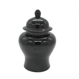 Διακοσμητικό Δοχείο Με Καπάκι Κεραμικό Μαύρο Art Et Lumiere 18x28εκ. 33037