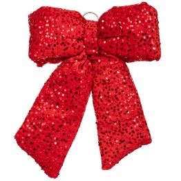 Χριστουγεννιάτικος Διακοσμητικός Φιόγκος Κρεμαστός Με Πούλιες Κόκκινος 30x40εκ. iliadis 91422