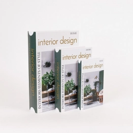 Διακοσμητικό Κουτί Βιβλίο Σετ 3τμχ Ξύλινο Λευκό-Πράσινο 22x7x33εκ. ESTHETI 819-00283