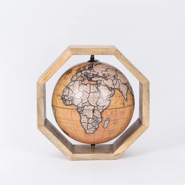 Διακοσμητική Επιτραπέζια Υδρόγειος Με Ξύλινη Natural Βάση 20x27x27εκ. ESTHETI 752-19018