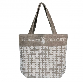 Τσάντα Θαλάσσης Βαμβακερή 55x40εκ. Essential 4006 Γκρι-Taupe Greenwich Polo Club