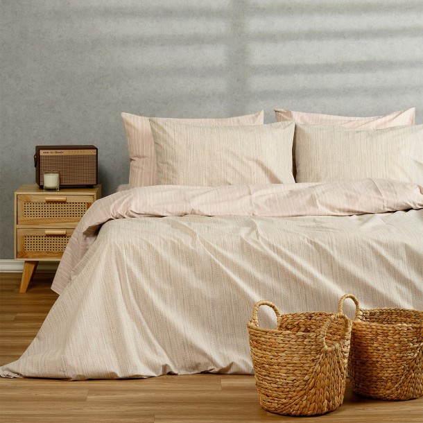 Παπλωματοθήκη Polycotton Μονή 165x245εκ. Nika Ecru-Beige Casual Line Melinen 20004784