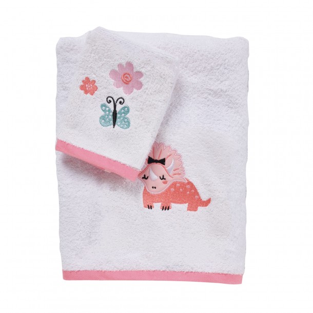 Σετ Πετσέτες 2τμχ Βαμβακερές Με Κέντημα Fun 4936 Pink-White Das Baby
