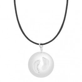 Μενταγιό Εγκυμοσύνης Επάργυρο-Βαμβακερό Bola Sofie Silver Πατουσάκια Proud Mama PM-665