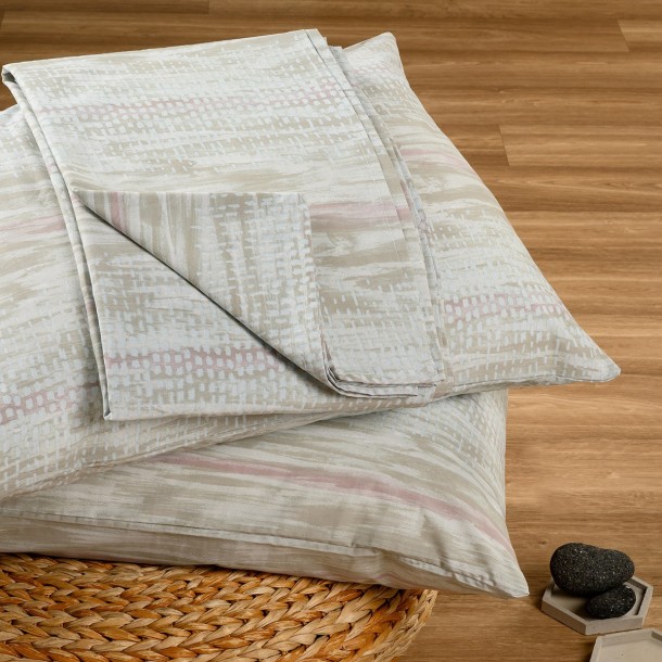 Σετ Σεντόνι Με 2 Μαξιλαροθήκες Polycotton King Με Λάστιχο 180x200+32εκ. Fuji Pastel Casual Line Mini Melinen 20004864
