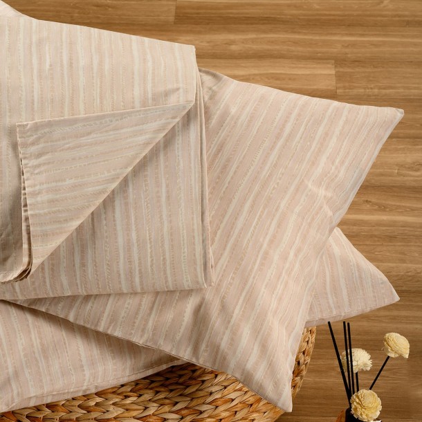Σετ Σεντόνι Με 2 Μαξιλαροθήκες Polycotton Υπέρδιπλο Με Λάστιχο 160x200+32εκ. Nika Ecru-Beige Casual Line Mini Melinen 20004840