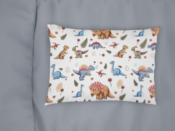 Μαξιλαροθήκη Bebe Βαμβακερή 35x45εκ. Dinosaur 519 White-Blue DimCol