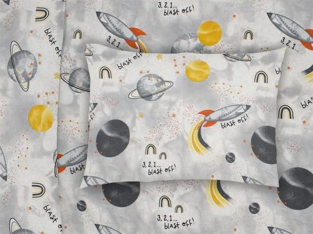 Μαξιλαροθήκη Φάκελος Βαμβακερή Rotary 50x70εκ. Spaceship 187 Grey Dimcol