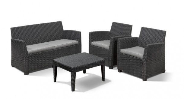 Σετ Κήπου 4τμχ Wicker Corona Lounge Set Graphite