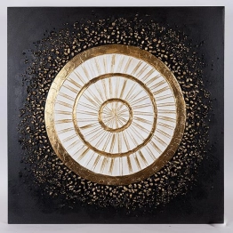 Πίνακας Καμβάς Κύκλος Χρυσός-Μαύρος-Λευκός 80x3x80εκ. ESTHETI 755-12210