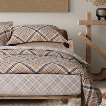 Σετ Σεντόνια Polycotton Υπέρδιπλα Με Λάστιχο 170x200+35εκ. Casual 5435 Beige-Black Das Home