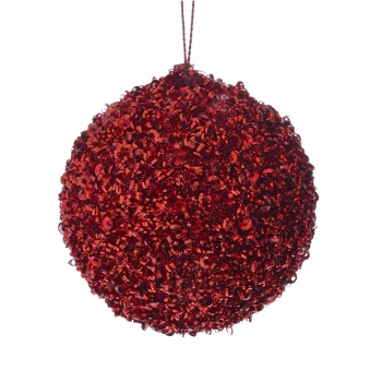 Χριστουγεννιάτικη Μπάλα Polyfoam Κόκκινη Glitter 6εκ. iliadis 83480