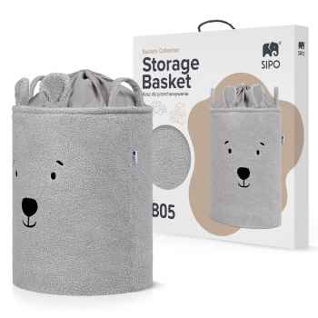 Καλάθι Πολυχρηστικό 35x45εκ/43lt Μπουκλέ Αρκουδάκι Γκρι Sipo Premium SIP-BB05