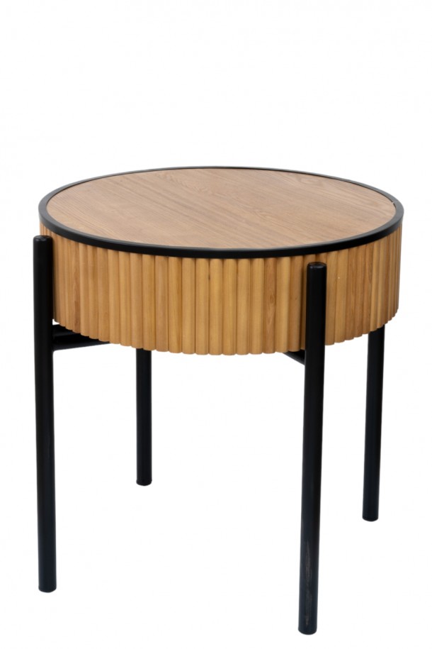 Τραπεζάκι Στρογγυλό Ξύλινο-Μεταλλικό Καφέ-Μαύρο 62x59εκ. Zen Collection 24.15.50068
