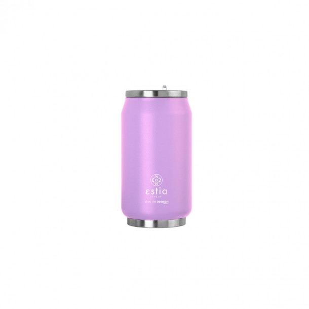 Θερμός-Ποτήρι Ανοξείδωτο Με Καλαμάκι Lavender Purple Save The Aegean Estia 300ml-7x14εκ. 01-16715