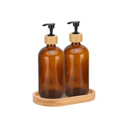Σετ 3τμχ Ντισπένσερ Με Δίσκο Bamboo-Γυάλινο 500ml Estia 02-28800