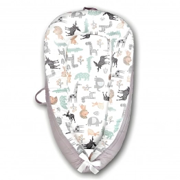 Φωλιά Ύπνου Βαμβακερή 85x55x15εκ. Elephants Εκρού-Γκρι Melinen 20005222