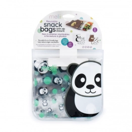 Σετ 4τμχ Επαναχρησιμοποιούμενα Τσαντάκια Για Σνακ 20x20εκ. Panda-Bear Melii MEL21220