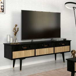 Έπιπλο τηλεόρασης Bolea Megapap χρώμα modern black 150x35x49,7 εκ.