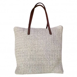 Τσάντα Θαλάσσης Ψαθόχαρτο White 37x15x42εκ. SUMMER tiempo 42-2746