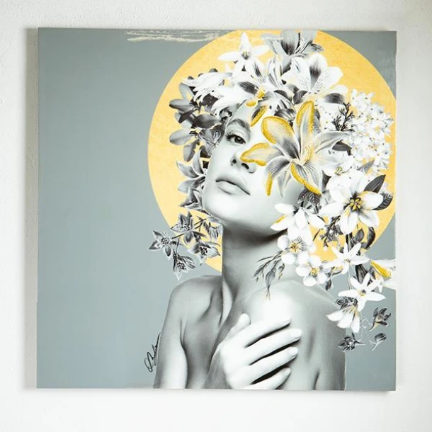 Πίνακας Καμβάς Γυναίκα Με Λουλούδια 100x3,5x100εκ. ESTHETI 755-12018