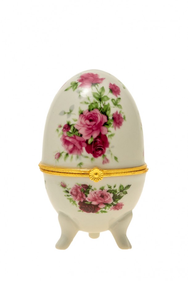 Διακοσμητικό Επιτραπέζιο Αυγό Πορσελάνης Λευκό-Ροζ-Χρυσό 6x10εκ. Zen Collection 22.46.48077