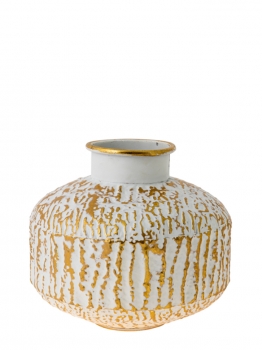 Βάζο Μεταλλικό Χρυσό-Λευκό 28x24,5εκ. Zen Collection 24.27.49925