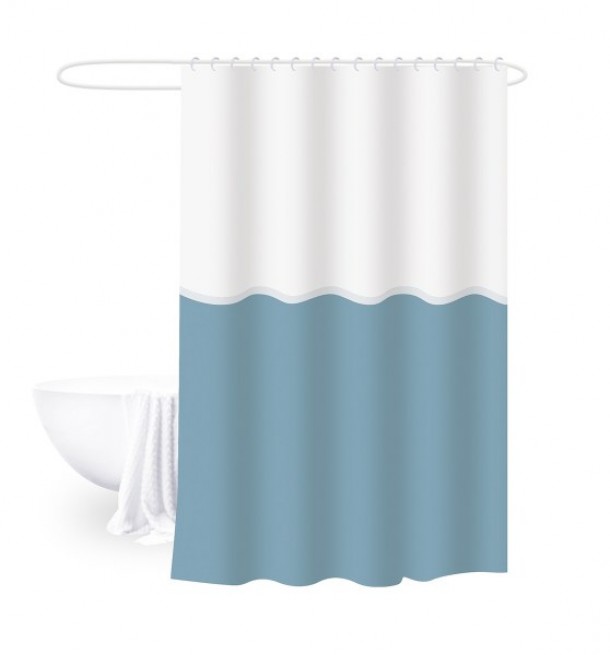 Κουρτίνα Μπάνιου Δίχρωμη 180x180εκ. Polyester Bliss White-Aqua 2435950
