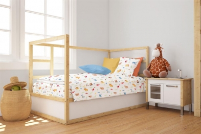 Πάπλωμα Φανελένιο Κούνιας 120x160εκ. Forest Animals 070 White-Sky Blue DimCol