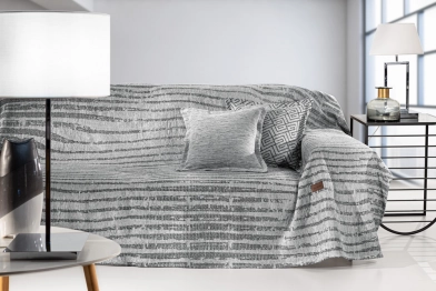Ριχτάρι Πολυθρόνας Polycotton Chenille Sydney Siver 180x150εκ. Guy Laroche