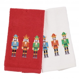 Χριστουγεννιάτικο Ποτηρόπανο Σετ 2τμχ Βαμβακερό 30x50εκ. Christmas 0810 Red-White Das Home