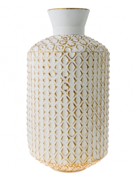 Βάζο Μεταλλικό Χρυσό-Λευκό 27x52εκ. Zen Collection 24.27.49924