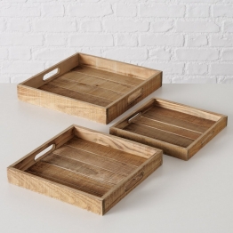 Δίσκος Σερβιρίσματος Σετ 3τμχ Ξύλινος Natural 24x24x3εκ.-28x28x4εκ.-32x32x5εκ. Mariam MSA 20-26-246
