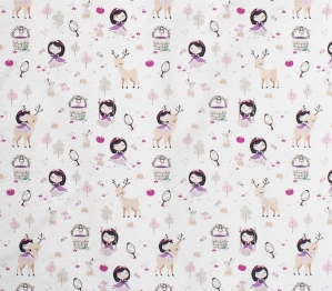 Πάνα Χασέ Βαμβακερή 80x80εκ. Lily & Deer 179 White-Pink DimCol