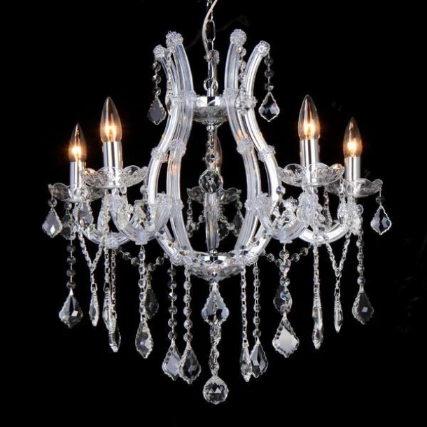 Πολυέλαιος Οροφής Με 5 Λάμπες Με Κρύσταλλα Διάφανα 54x54εκ. ESTHETI 757-12039