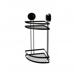 Εταζέρα 2 Όροφη Μεταλλική Με Βεντούζες Μαύρη 21,5x21,5x38εκ. Estia 02-23768
