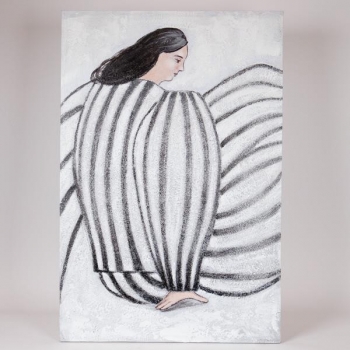 Πίνακας Καμβάς Γυναικεία Φιγούρα Λευκός-Μαύρο 60x3,8x90εκ. ESTHETI 812-20017