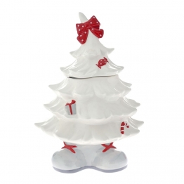 Χριστουγεννιάτικο Κουτί Δέντρο Κεραμικό Λευκό-Κόκκινο 18x16x24εκ. iliadis 81420