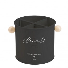 Κουταλοθήκη Με 4 Χωρίσματα Μεταλλική Μαύρη Φ13,5x13εκ. Oriana Ferrelli CLG700814BK