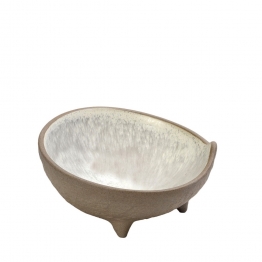 Μπωλ Σερβιρίσματος Με Πόδι Stoneware Μπεζ Spirit ESPIEL 18x18x10εκ. NIC711K1