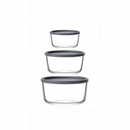 Φαγητοδοχείο Γυάλινο-Διάφανο Σετ 3τμχ Lav 380ml-800ml-1490ml LVROUNDS1F