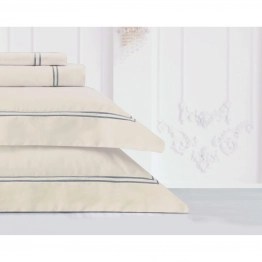 Σετ Σεντόνια Βαμβακοσατέν King 260x270εκ. Bar 12 Beige-Ecru Makis Tselios