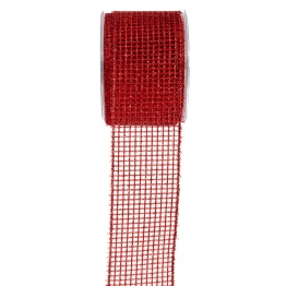 Χριστουγεννιάτικη Κορδέλα Glitter Grid 6,7εκ.-9μ. Κόκκινη iliadis 20006