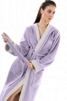 Μπουρνούζι Με Κουκούλα Ενηλίκων Polycotton Large Monogram Lavender Guy Laroche