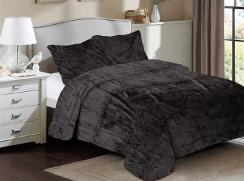 Κουβέρτα Coral Fleece Μονή 160x220εκ. Solid 08 Grey-Black DimCol 33422506006