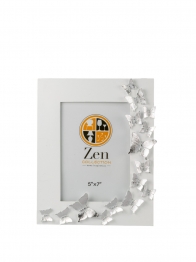 Κορνίζα Polyester Λευκή-Ασημί Πεταλούδες 13x18εκ. Zen Collection 25.2.50714