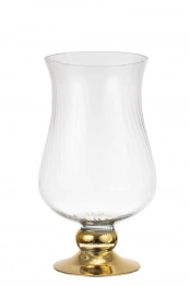 Κηροπήγιο Χειροποίητο Φυσητό Γυαλί Λευκό Optic-Χρυσό 14,5x35εκ. Zen Collection 24.11.50565